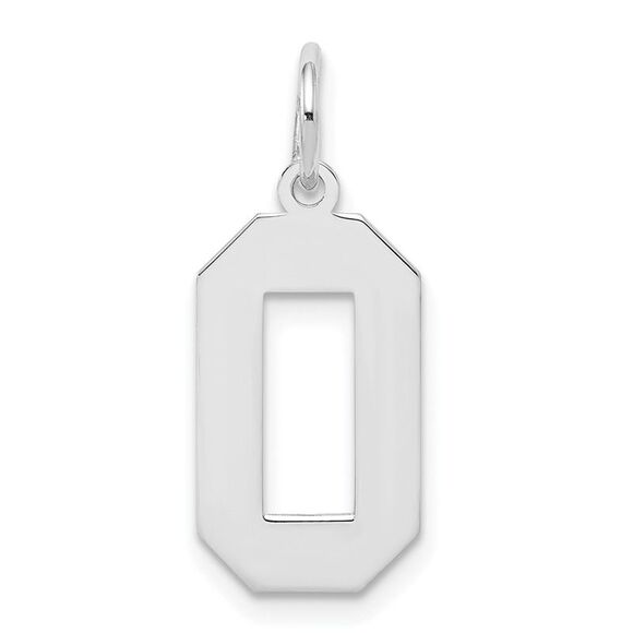 Sterling Silver, Athletic Collection Medium Polished Number 0 Pendant - Picture 1 of 5